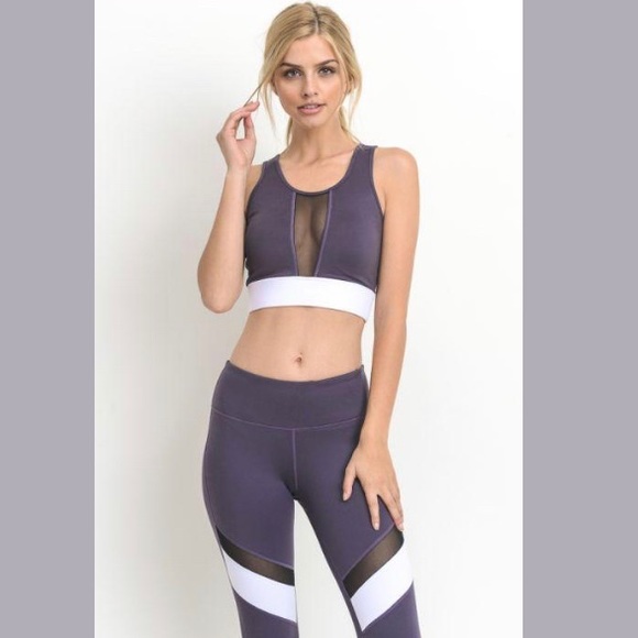 Namaste Grateful Other - DONATED Purple Mesh Colorblock Sports Bra